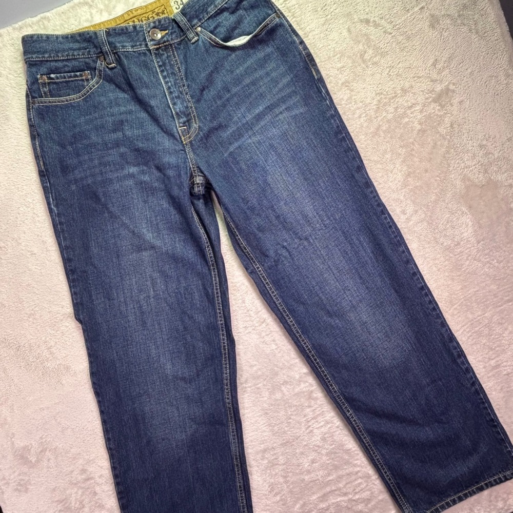 Plugg Mens Jeans Size 34x32 Blue Straight Leg 100% Cotton‎ Denim Vintage Style
